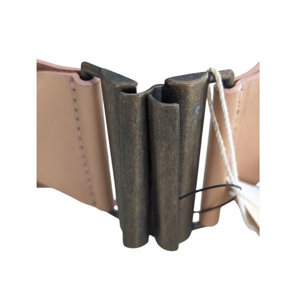 NWT Maje Gold Abricot Elasticized Stretch Double Buckle Belt FR Size 1 US Small - Picture 5 of 7